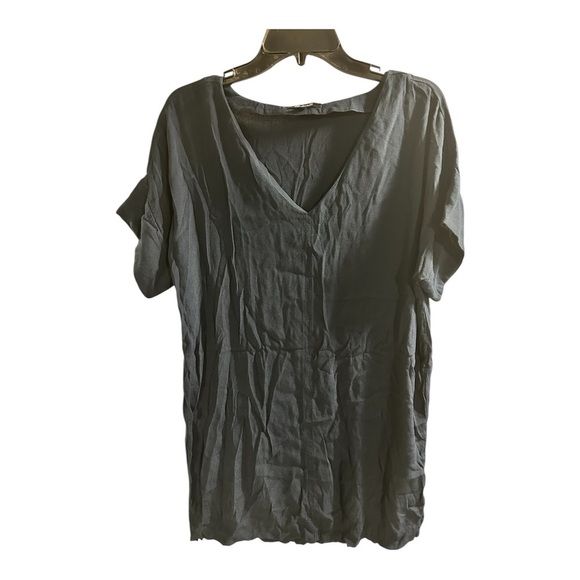 Madewell Navy Blue Novel Shift V Neck Dress‎ Viscose Everyday  Simple Core L - Picture 1 of 6